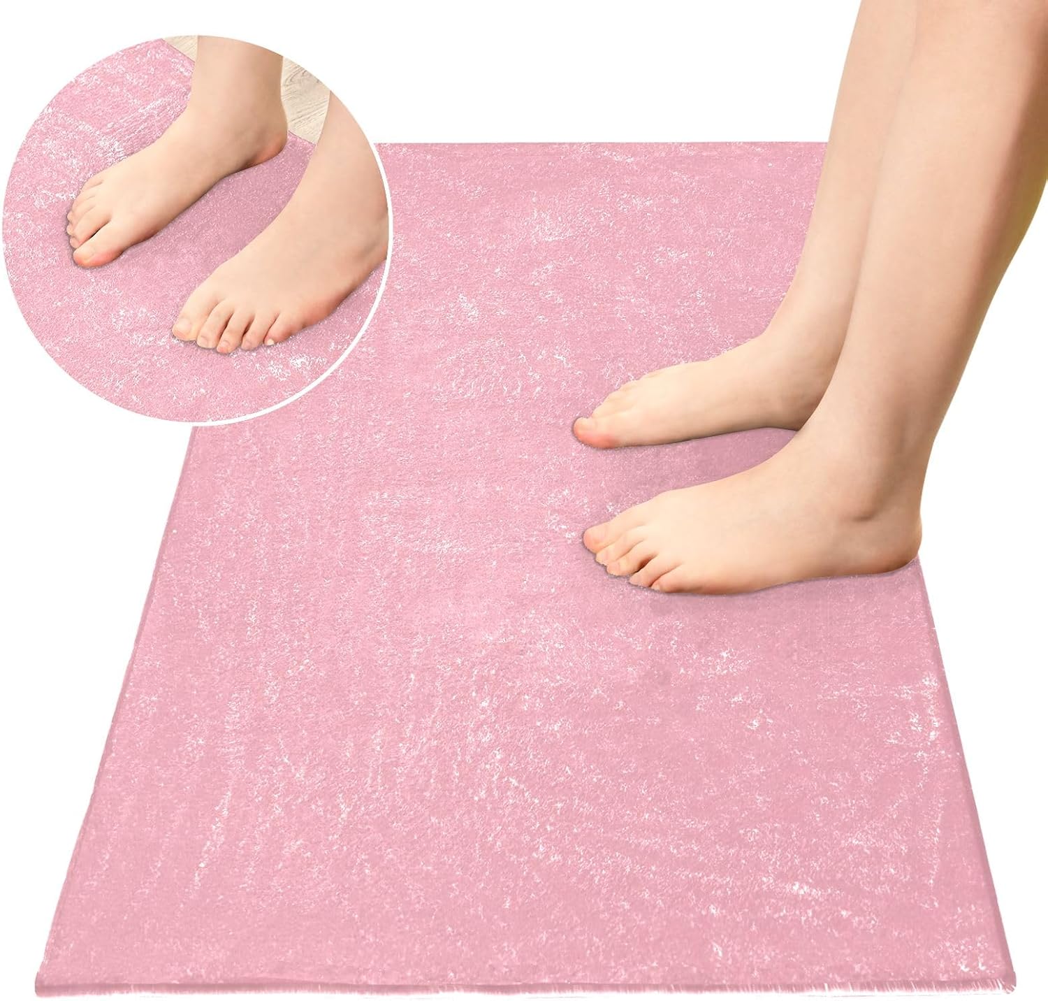 Joisal Shell – Alfombra de baño color rosa, lavable a máquina, alfombra trasera de goma absorbente, 39 x 20 pulgadas