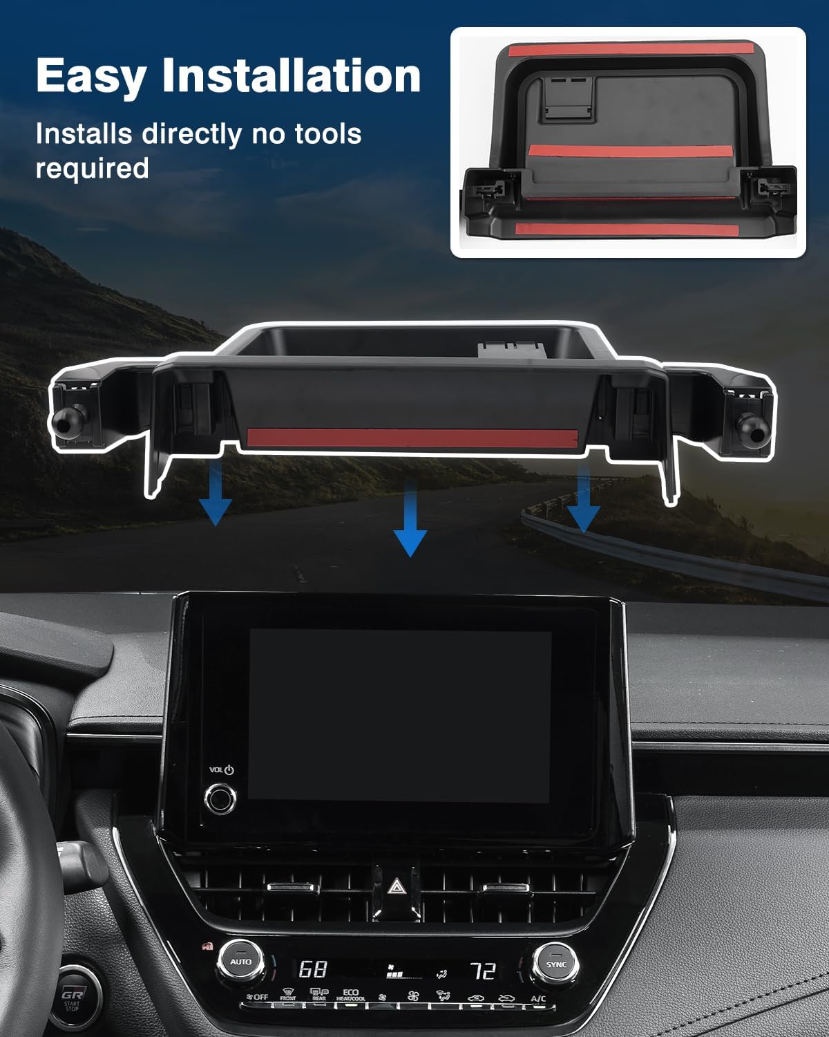 FIILINES Organizador de consola central de tablero compatible con Toyota Corolla 2019-2023, Corolla Cross 2022-2023 (se ajusta a pantalla táctil de