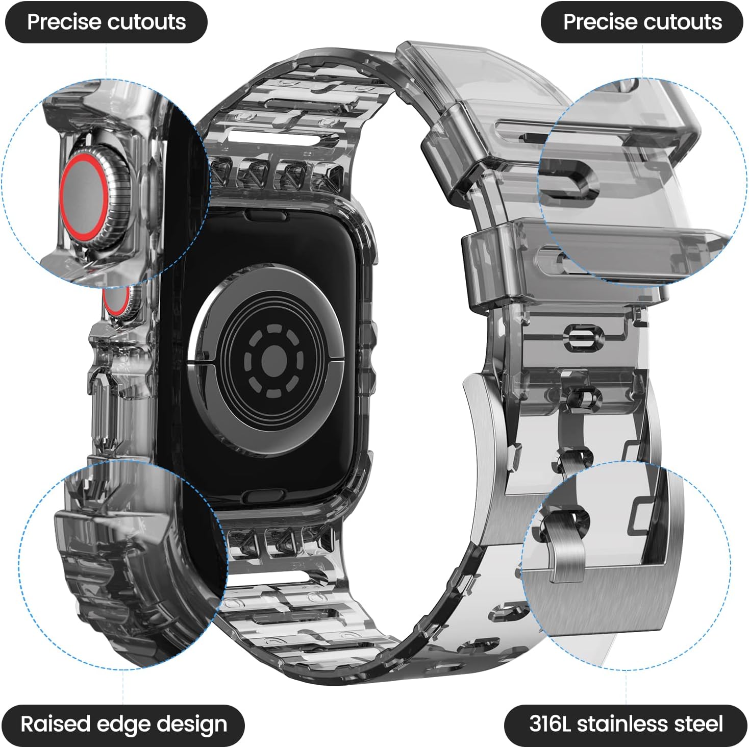 Paquete de 2 correas compatibles con Apple Watch de 1.496 pulgadas, 1.575 pulgadas, 1.614 pulgadas, 1.654 pulgadas, 1.732 pulgadas, 1.772 pulgadas,