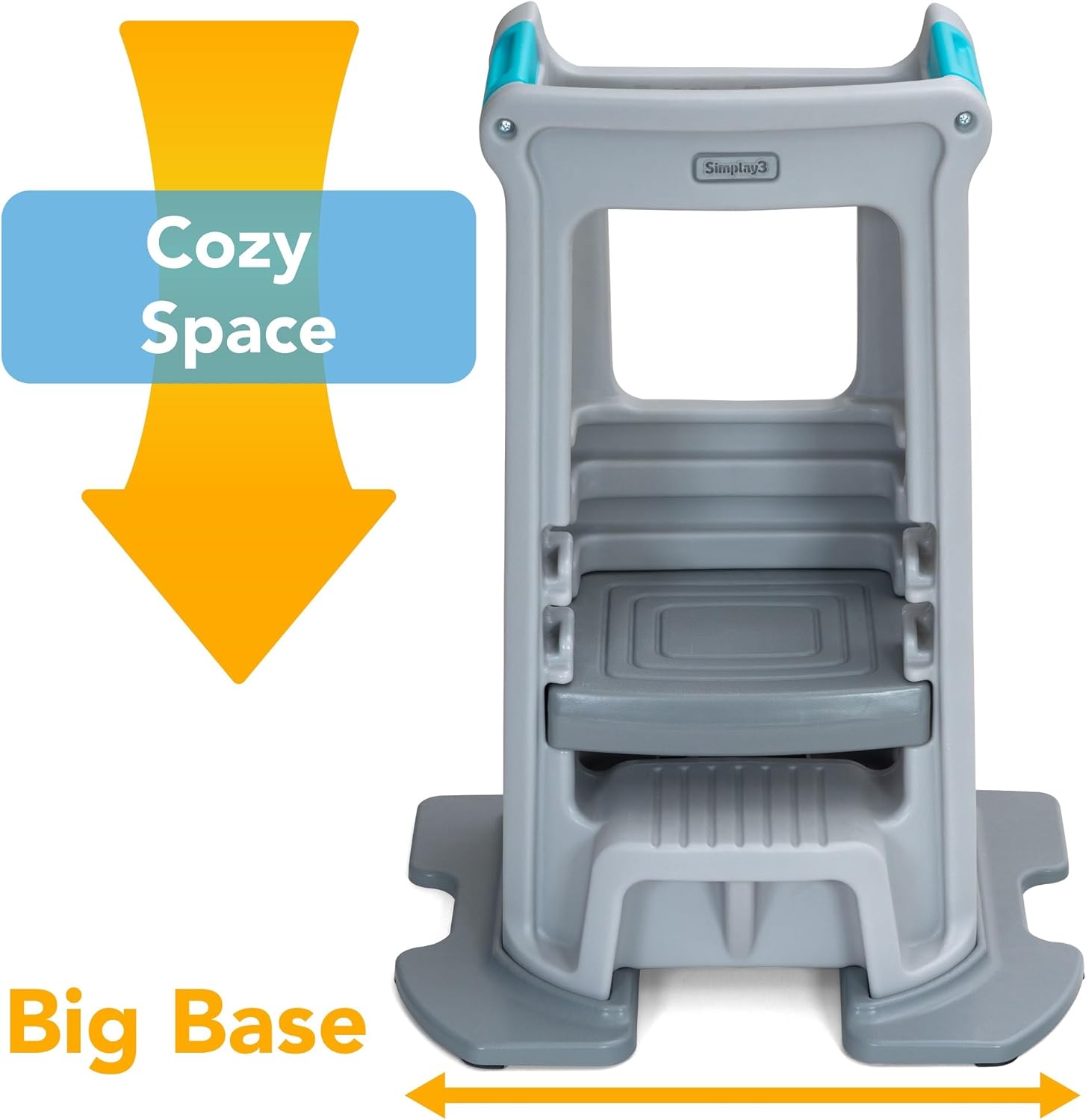Simplay3 Taburete de cocina Montessori de pie para niños pequeños con base estabilizadora resistente y plataforma ajustable, 20.5 pulgadas de