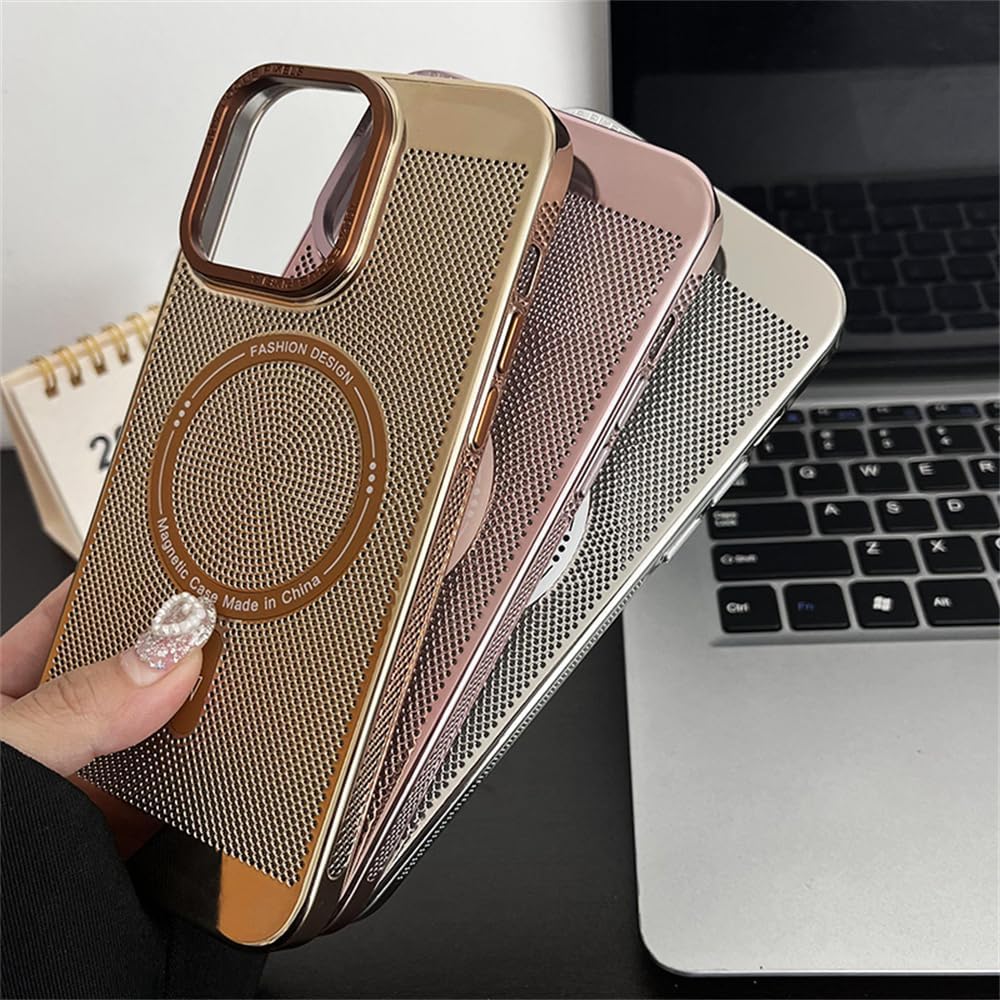 Funda magnética de disipación de calor para iPhone 14 Pro Max compatible con Magsafe delgada y dura carga inalámbrica galvanizada (para iPhone 14