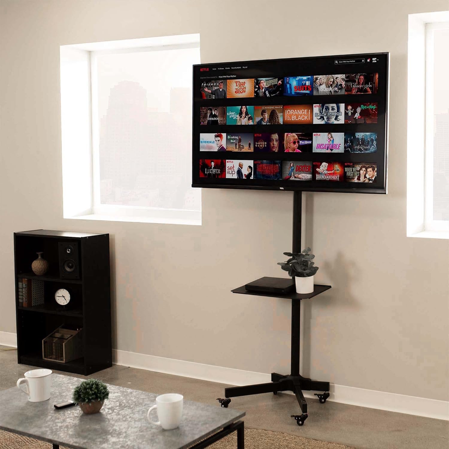 VIVO Base móvil de TV para pantallas planas LCD LED Plasma panel de soporte de piso con ruedas que se bloquean para TV de 23″ a 55″