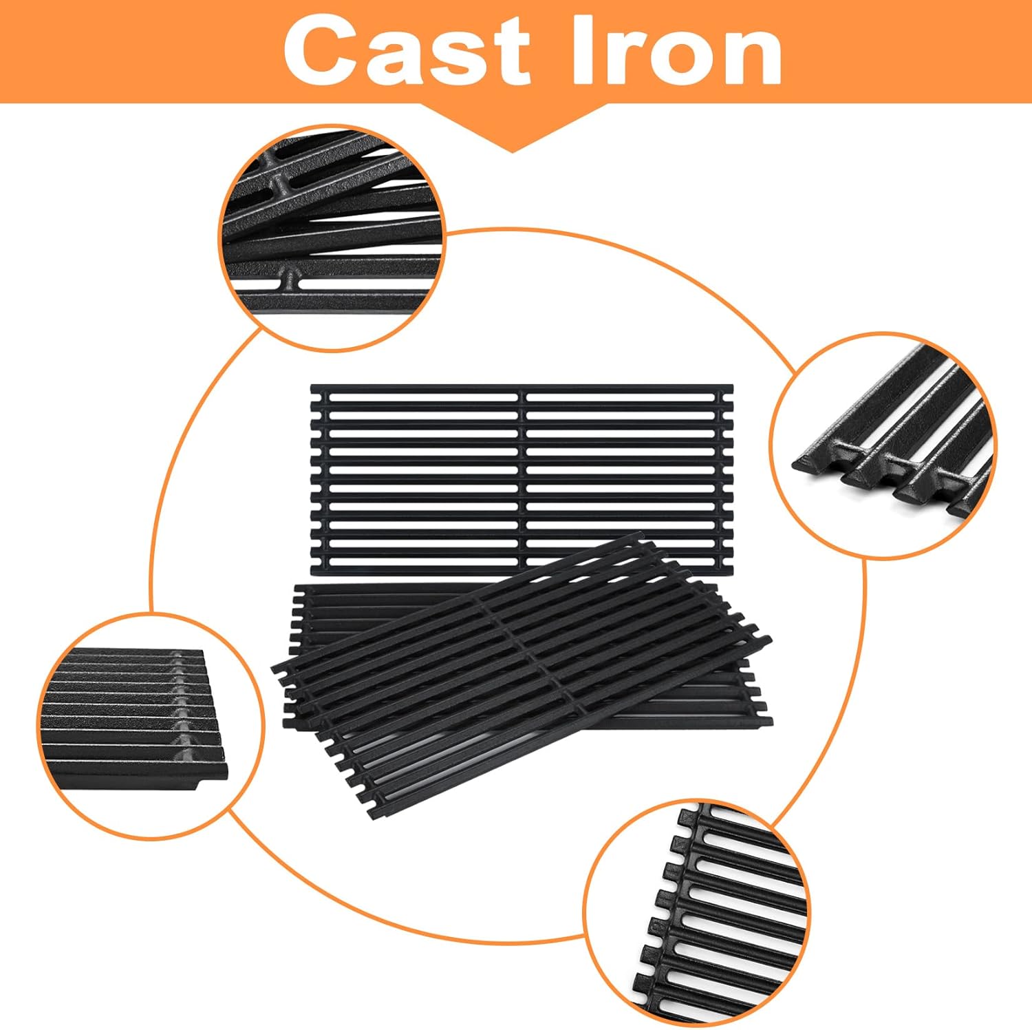 GasSaf Rejillas de hierro fundido de 17 “para parrillas de 3 quemadores infrarrojos Charbroil G466-0025-W1A 463242515 463242516 463243016 463346017