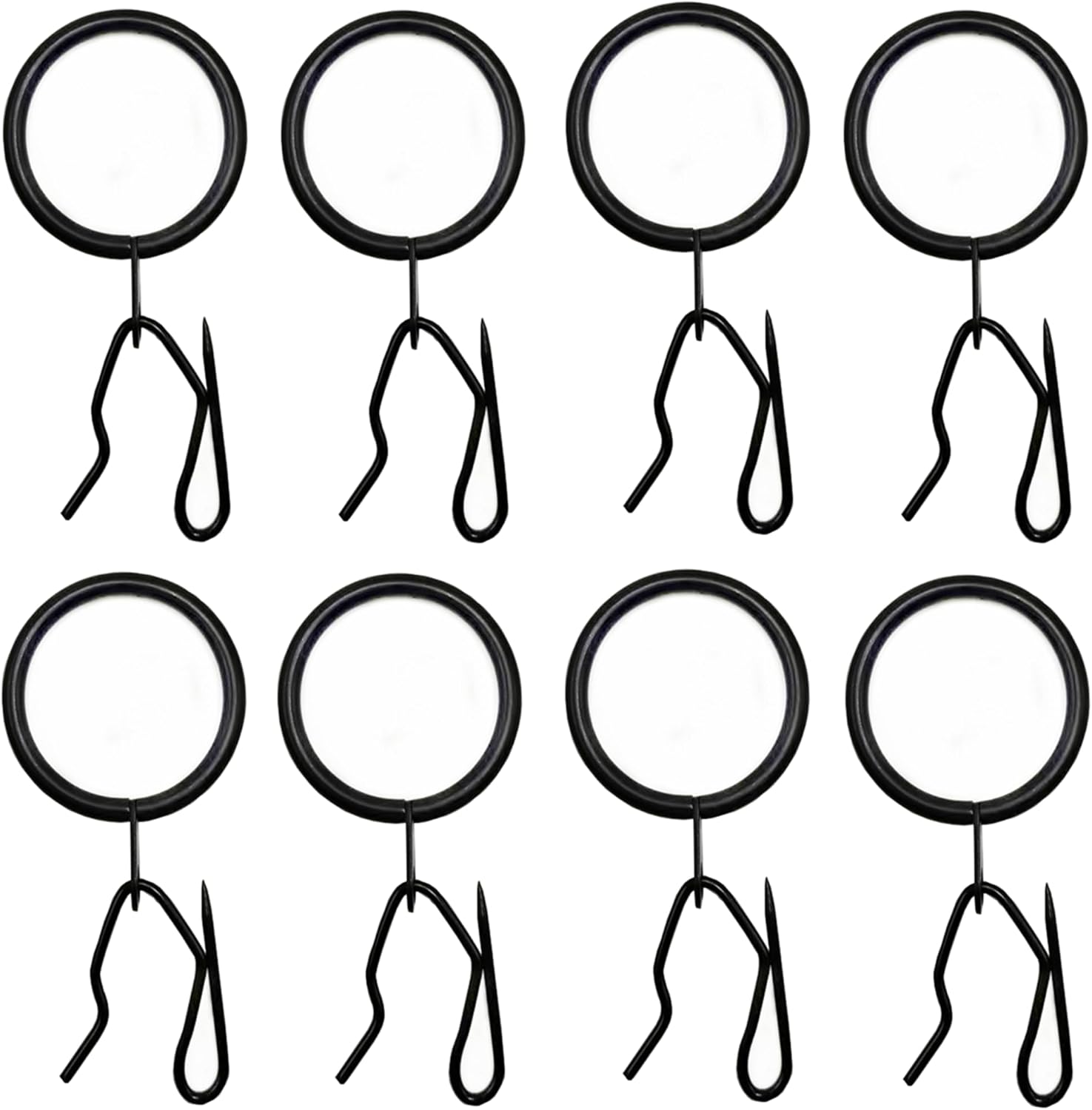 32 anillos de metal para cortinas y 32 ganchos de metal para cortina de ventana, puerta de ducha, 1.181 in de diámetro interior (negro)
