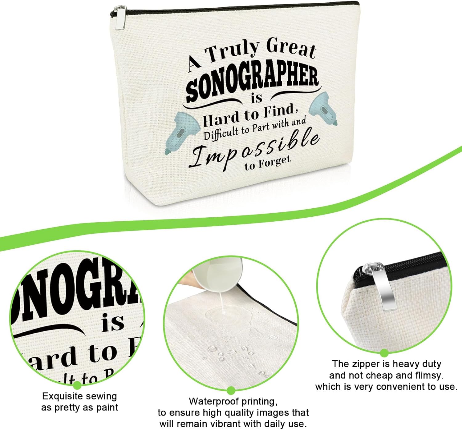 Sonographer – Regalo de agradecimiento para mujer, bolsa de maquillaje, ultrasonido, regalo para técnico, radiólogo, médico, bolsa de cosméticos,
