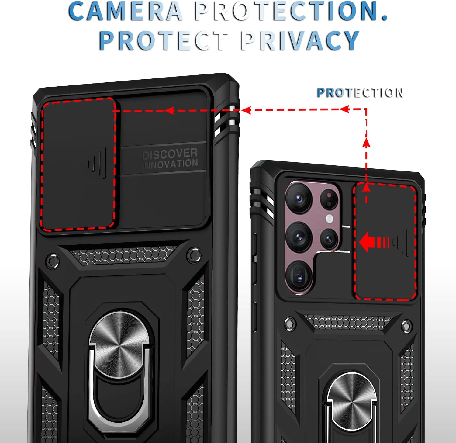 ZLCYFJIXV Funda diseñada para Galaxy S22 Ultra (2022), con cubierta deslizante para cámara y soporte, a prueba de golpes, compatible con Samsung