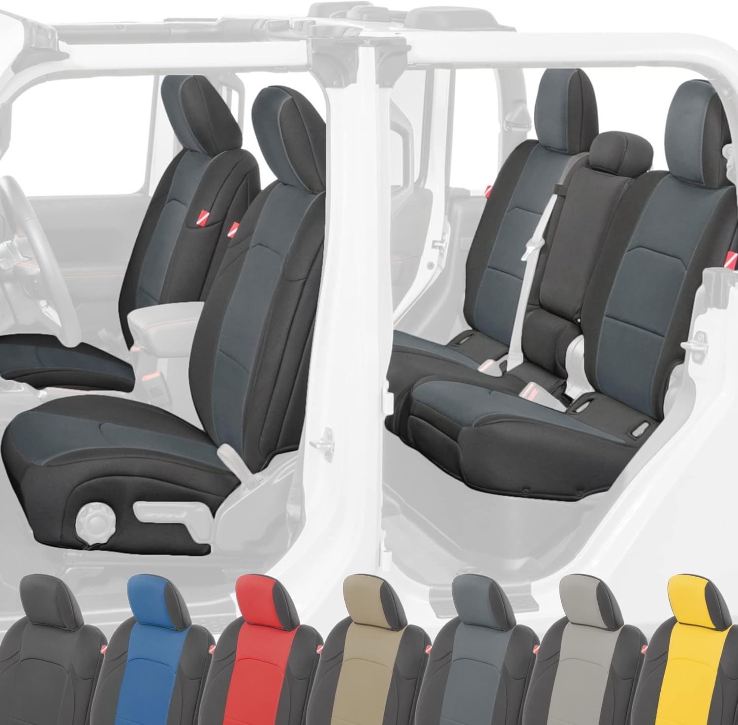 Diver Down Juego de fundas de asiento de neopreno para Jeep Gladiator JT 2020-2022, juego de asiento delantero y trasero, fundas de asiento