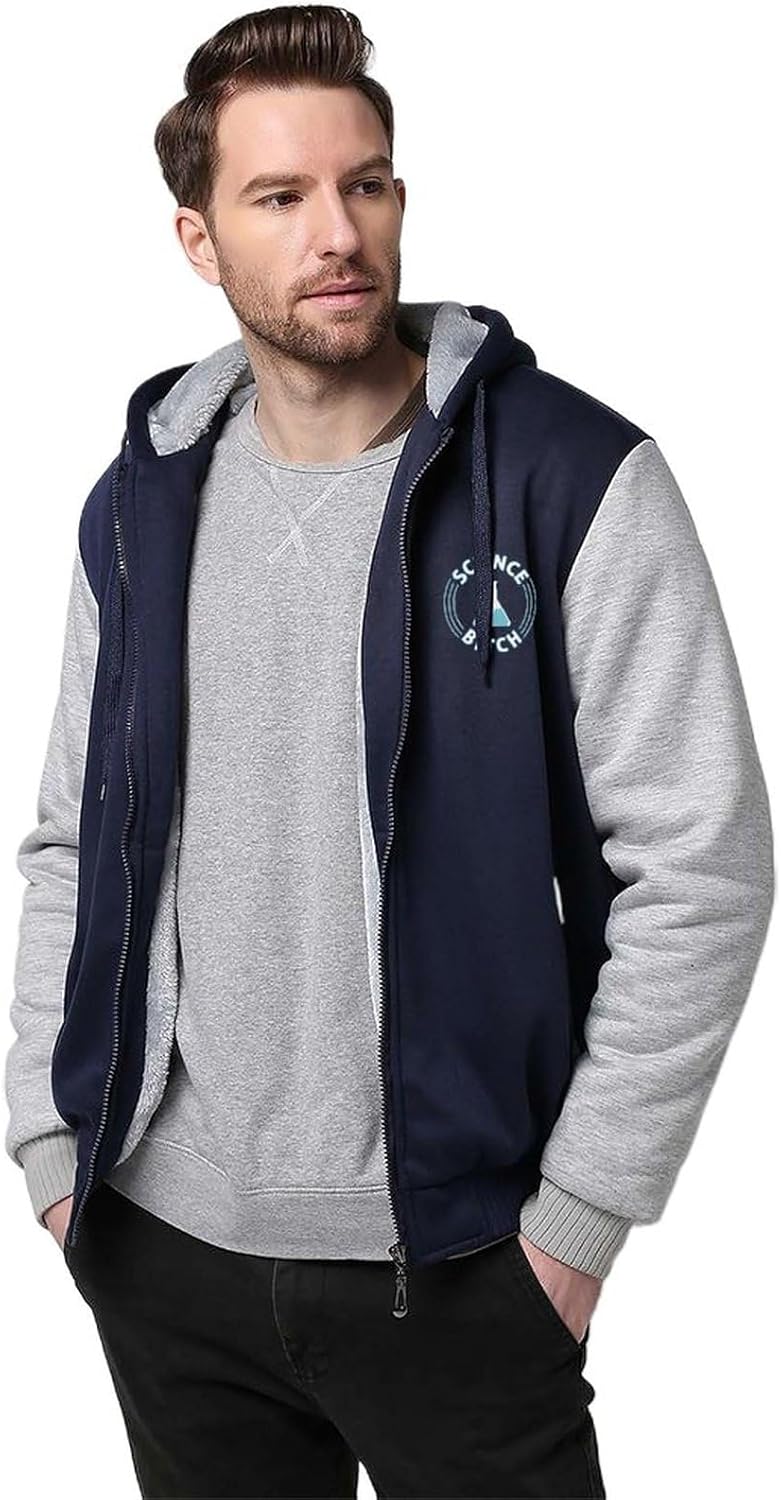Science Bitch Men’s Zippered Up Hoodie Winter Heavyweight Sweatshirt Print Thick Jacket with Pocket