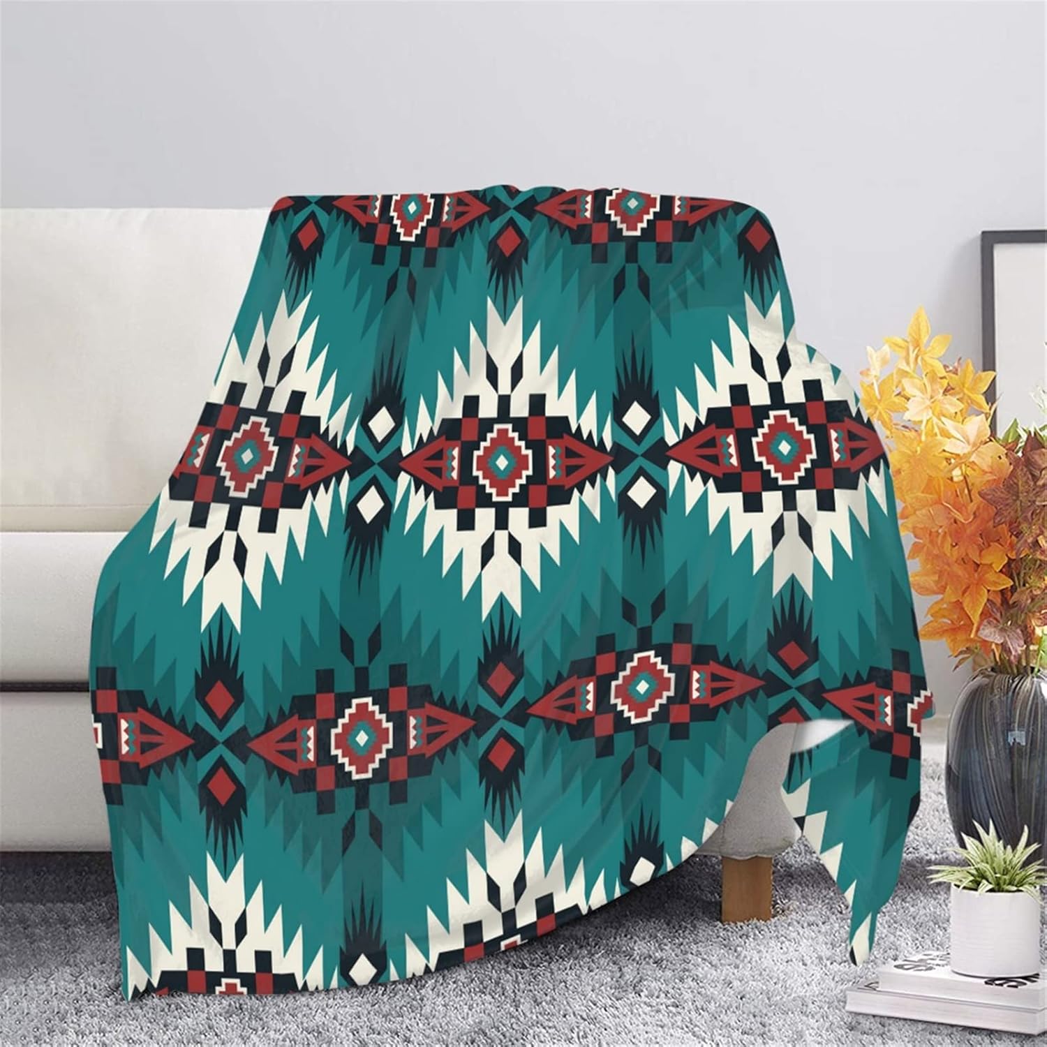 Frestree Southwestern Native Navajo – Manta de franela tribal estilo bohemio estilo tribal para el hogar, oficina, viajes, todas las estaciones,