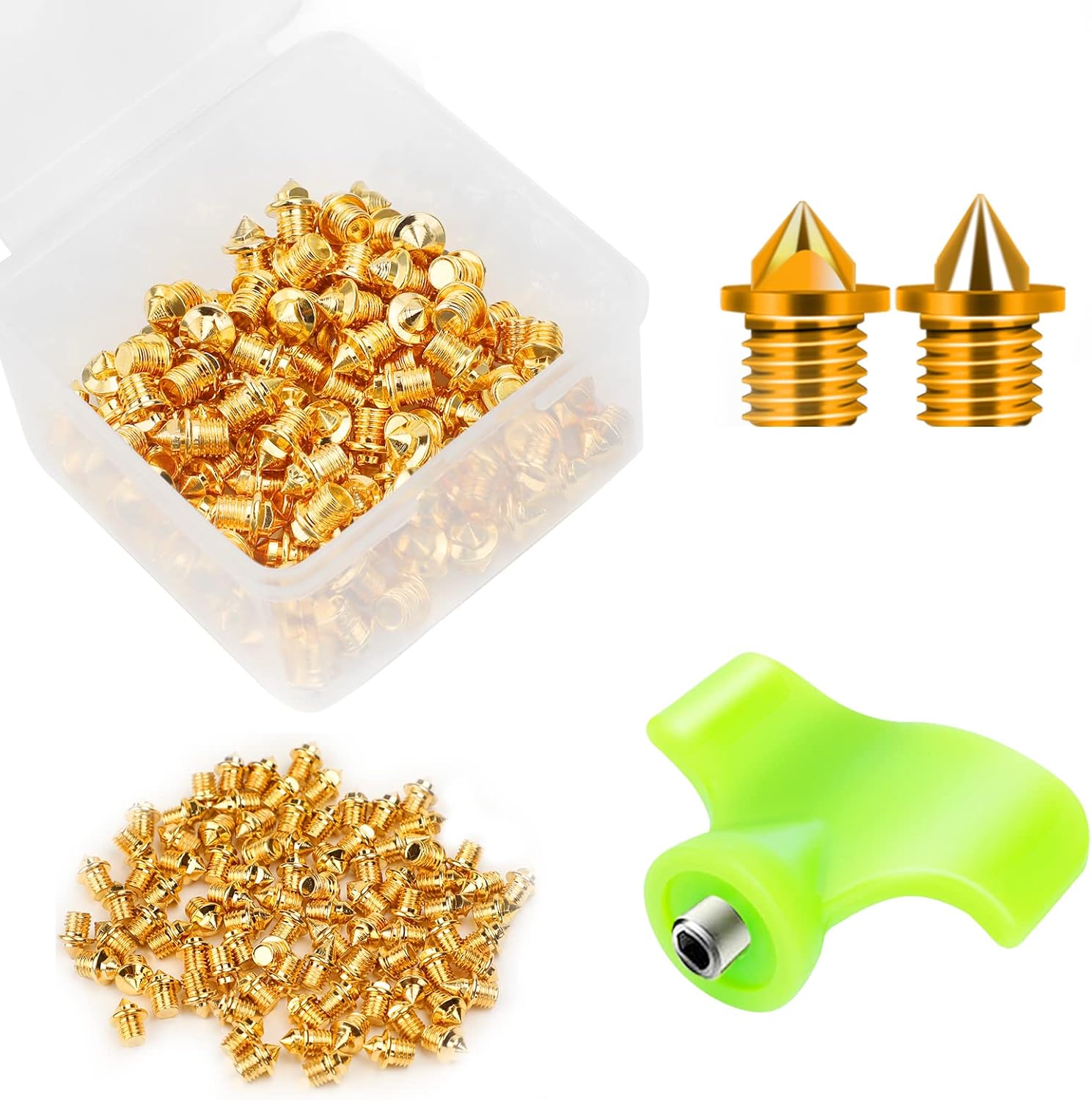 100 Pcs Track Spikes, 18 inch & 316 inch & 14 inch Steel Track Shoe Spikes Replacements wiht Spike Wrench for Sports Running Track Shoes
