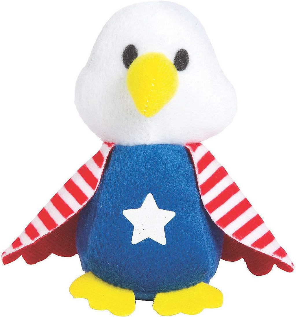 Fun Express – Peluches de águilas calvas para el 4 de julio – Juguetes – Felpa – Peluche no animal – 4 de julio – 12 piezas