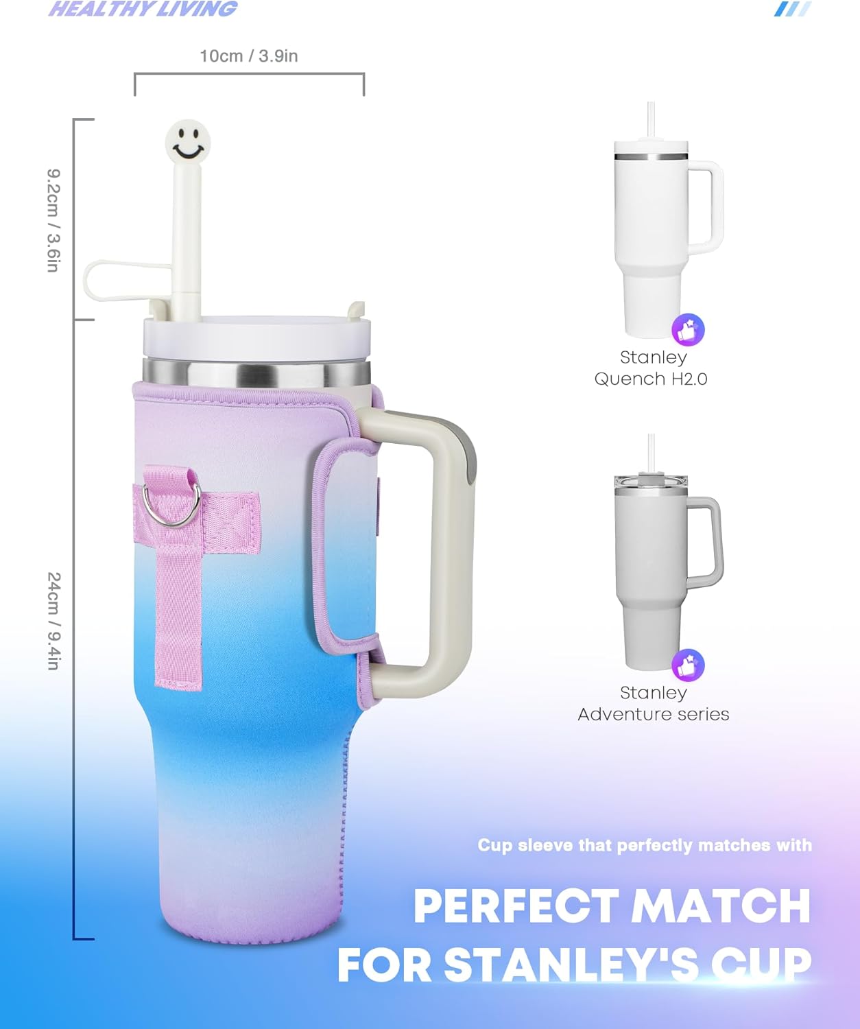 Soporte para botella de agua Stanley Cup con correa, accesorios de vaso para Stanley de 40 onzas, anti caídas y fugas, adecuado para deportes y uso