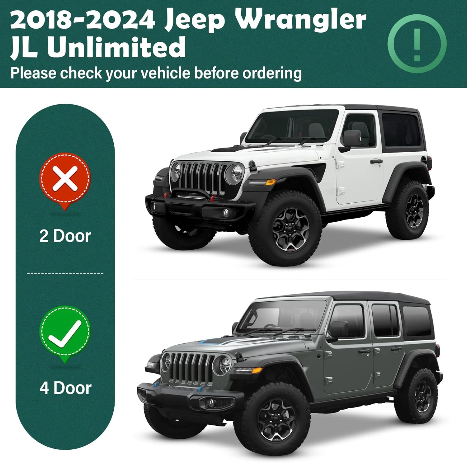 Estribos para estribos JL compatibles con Jeep Wrangler JL Unlimited 2018, 2019, 2020, 2021, 2022, 2023, 4 puertas, barras Nerf de acero resistente,