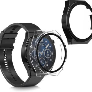 kwmobile Funda compatible con Huawei Watch GT3 Pro (1.811 in) Fundas – 2 x vidrio templado con marco de plástico – NegroTransparente kwmobile Funda compatible con Huawei Watch GT3 Pro (1.811 in) Fundas – 2 x vidrio templado con marco de plástico – NegroTransparente