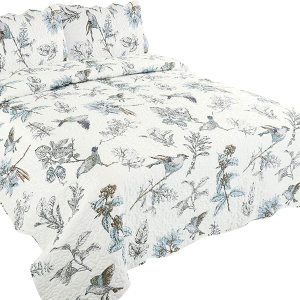 Sazana Juego de edredón de 2 piezas colcha reversible estampada (rama Birdie, individual) Sazana Juego de edredón de 2 piezas colcha reversible estampada (rama Birdie, individual)