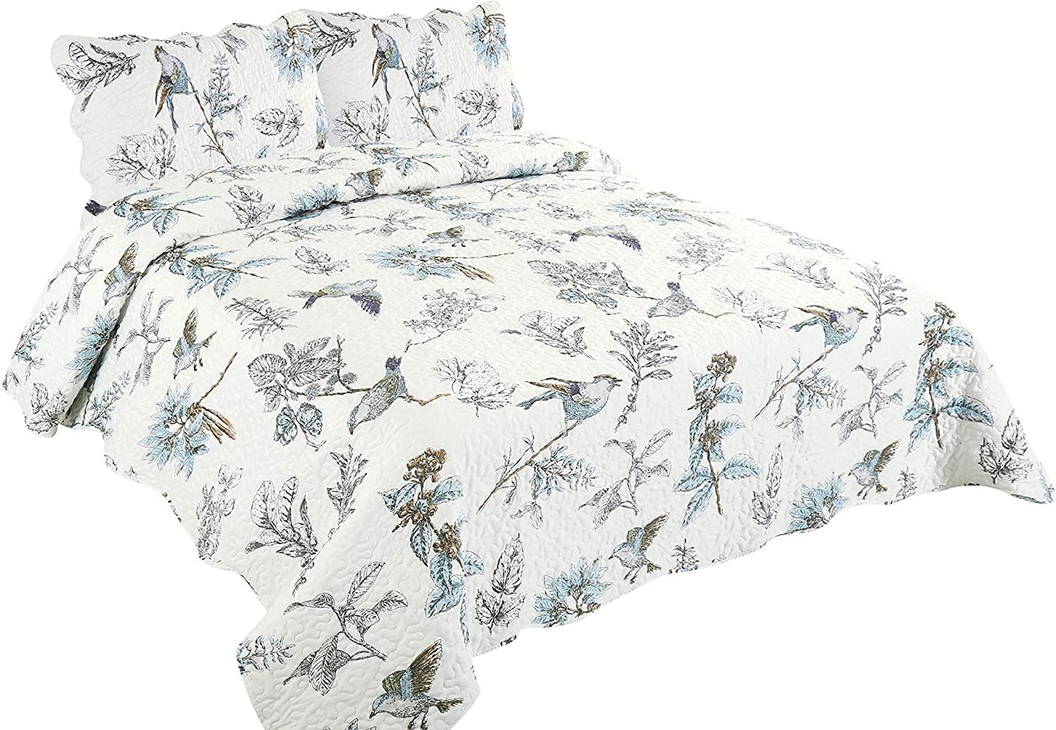Sazana Juego de edredón de 2 piezas colcha reversible estampada (rama Birdie, individual)