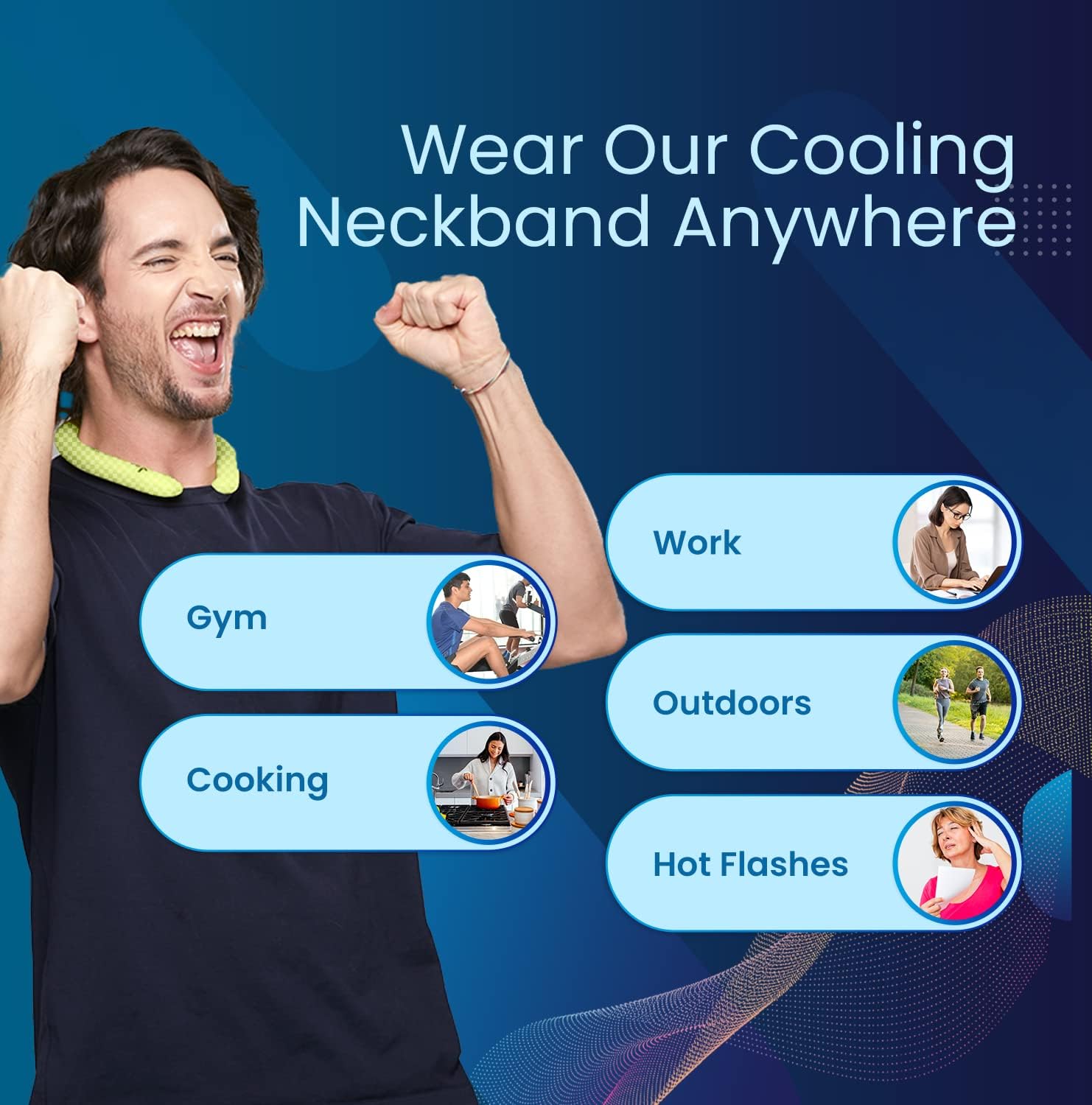 icicool Neckband – Envoltura de cuello refrescante para climas cálidos, construcción, caminar y mucho más. Se congela a temperatura ambiente. Sin