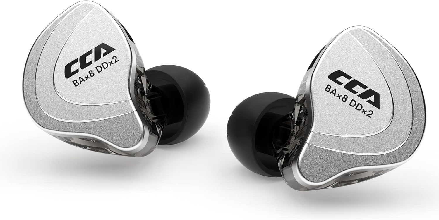 YINYOO CCA C10 – Monitores de oído, auriculares IEM con controladores híbridos de 4ba 1dd con cable desmontable sin enredos, auriculares con cable