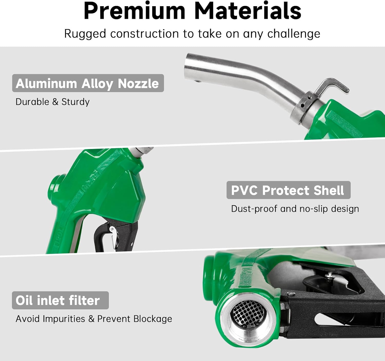 Boquilla de combustible de 1 pulgada con apagado automático, boquilla de transferencia de combustible, caudal máximo de 30 GPM con cuerpo de