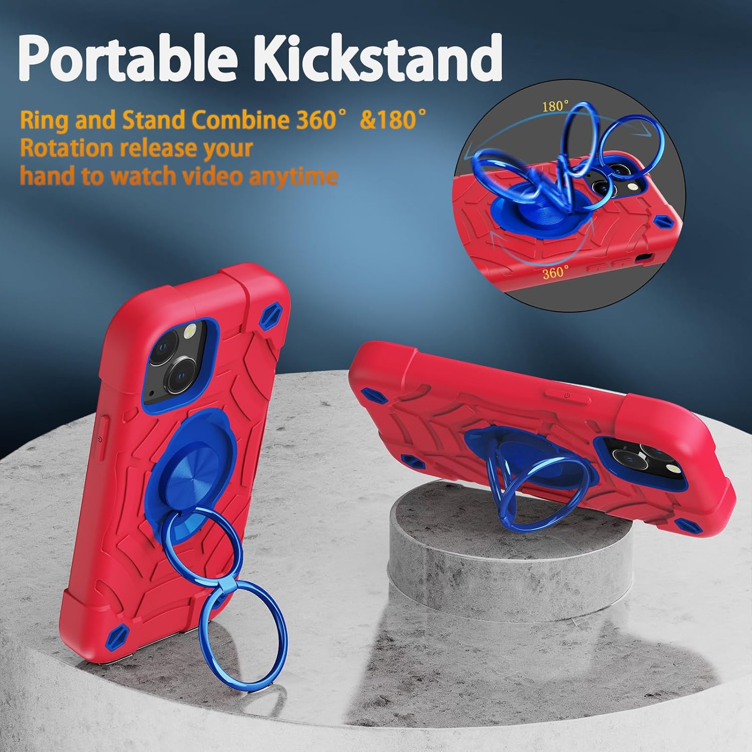 KCJ Funda compatible con iPhone 13 y iPhone 14 con 2 protectores de pantalla, protección contra caídas de grado militar, funda protectora a prueba