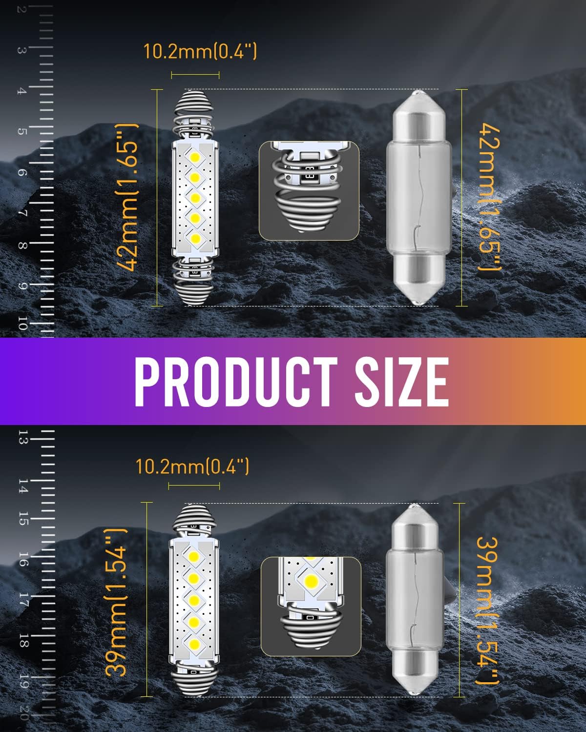 LUYED Bombilla LED 578 569 211-2 212-2 de 1.535 in, 1.614 in, 1.654 in, bombilla LED interior utilizada para cochecamión, cúpula LED, mapa, puerta,