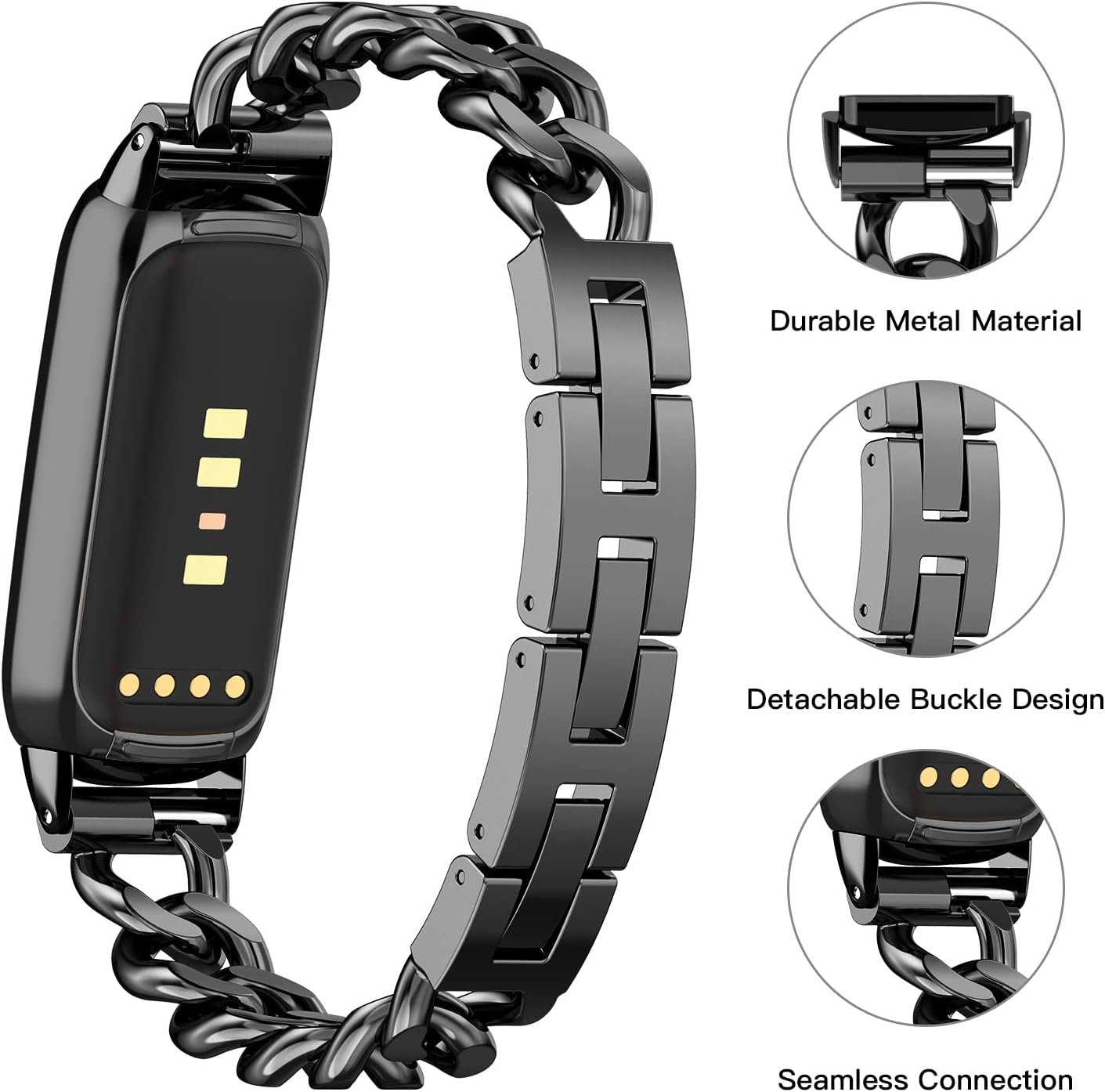 Bolesi Compatible con correas Fitbit Luxe, correa delgada de metal de acero inoxidable, correas ajustables de repuesto para reloj inteligente Fitbit