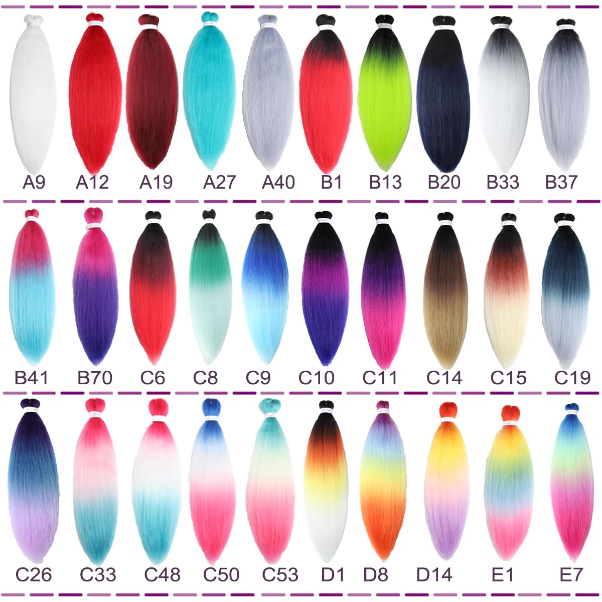 Cabello trenzado preestirado de 26 pulgadas, 3 paquetes de cabello sintético profesional ombré, trenzado con agua caliente, ajuste fácil de