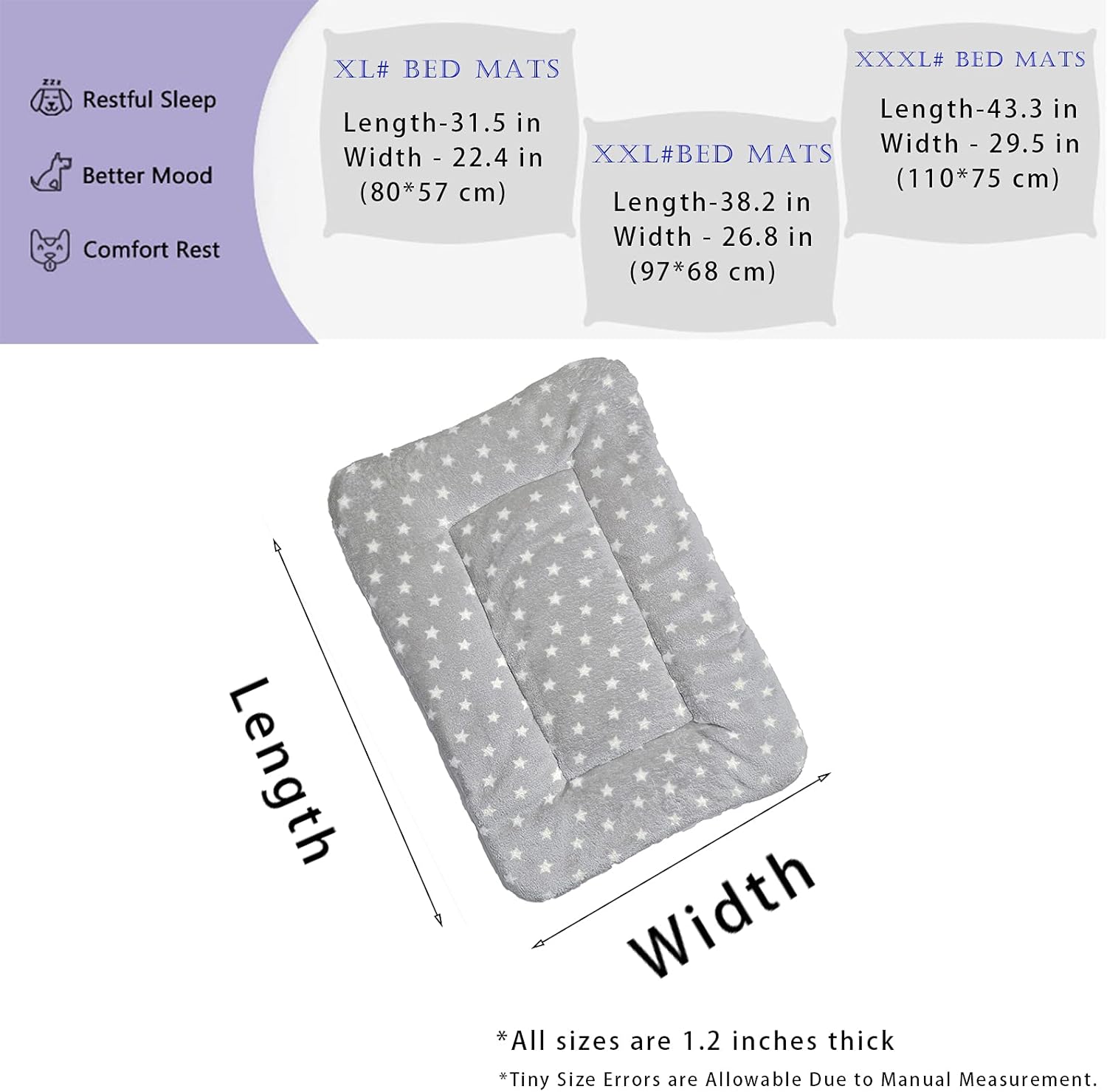 2 alfombrillas de cama para mascotas. Cama ultra suave para mascotas (perrogato) con bonitos estampados. Almohadilla reversible de lana de cordero