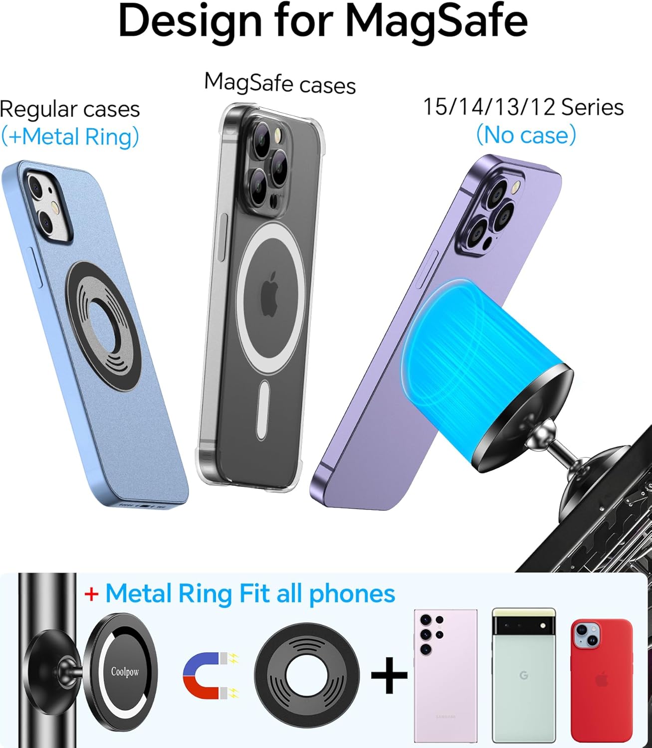 Soporte magnético de teléfono para gimnasio MagSafe, todo de metal soporte magnético doble para teléfono de registro de gimnasio para fijación a