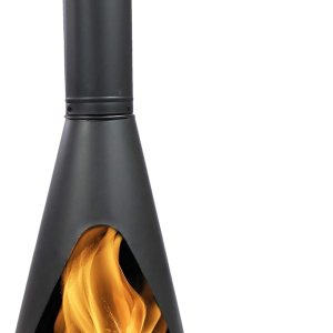 Sunnydaze Chiminea de acero resistente negro de 56 pulgadas con póker de troncos, rejilla y tapa de lluvia, acabado de pintura de alta temperatura Sunnydaze Chiminea de acero resistente negro de 56 pulgadas con póker de troncos, rejilla y tapa de lluvia, acabado de pintura de alta temperatura
