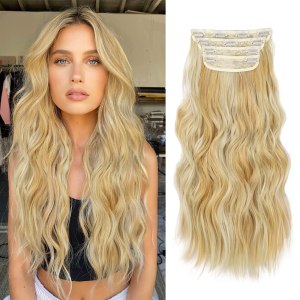 AISI BEAUTY Extensiones de cabello con pinzas, 4 piezas de 20 pulgadas, largo, ondulado, sintético, grueso, extensiones de cabello natural para AISI BEAUTY Extensiones de cabello con pinzas, 4 piezas de 20 pulgadas, largo, ondulado, sintético, grueso, extensiones de cabello natural para