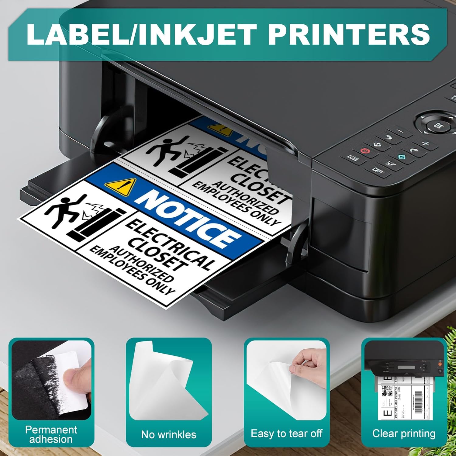 Etiquetas adhesivas de 8.5 x 5.5 pulgadas para impresoras de inyección de tinta y láser, 25 hojas (2 etiquetas por) 50 etiquetas en blanco mate,