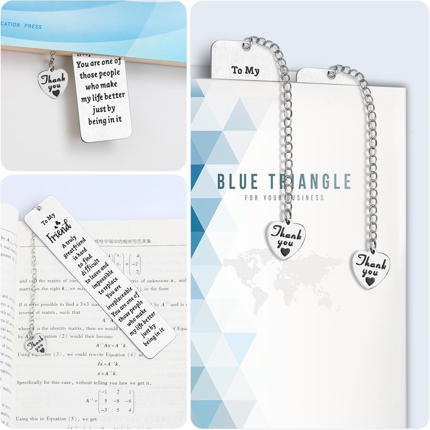 Regalos para amantes de los libros, regalos de Kaluofan para amantes de los libros con cadena de agradecimiento, regalos de marcador para mejor