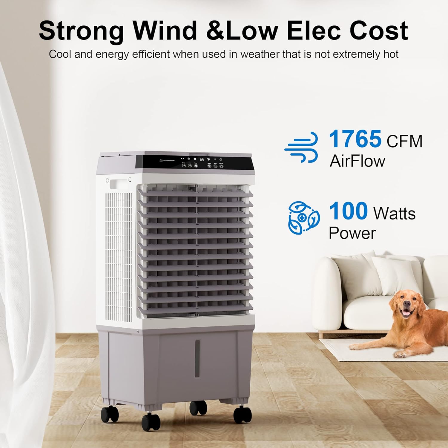 Sungdogin Enfriador de aire evaporativo, enfriador portátil de pantano con control remoto, ventilador de agua con tanque de agua de 5.3 galones,