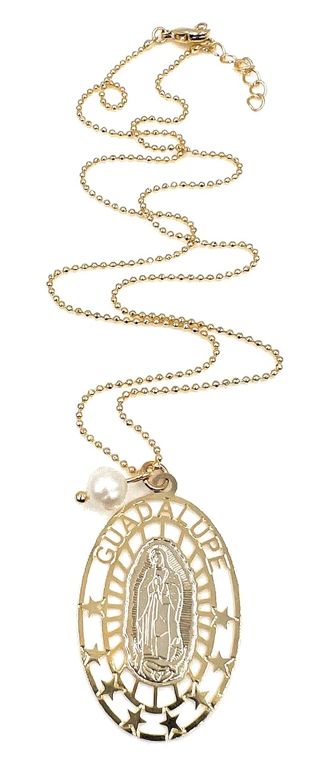 Gold Plated Our Lady of Guadalupe Medal Necklace for Women