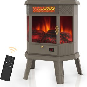 RealSmart Calentador eléctrico de chimenea independiente de 22 pulgadas, chimenea infrarroja con efecto de llama 3D, temporizador, calentador de RealSmart Calentador eléctrico de chimenea independiente de 22 pulgadas, chimenea infrarroja con efecto de llama 3D, temporizador, calentador de