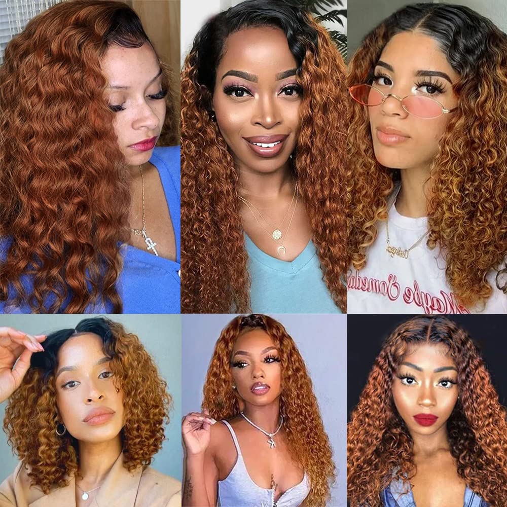 1B30 – Manojos de cabello humano rizado ombré, color marrón degradado, paquetes de cabello virgen 100% sin procesar, paquetes de cabello Remy