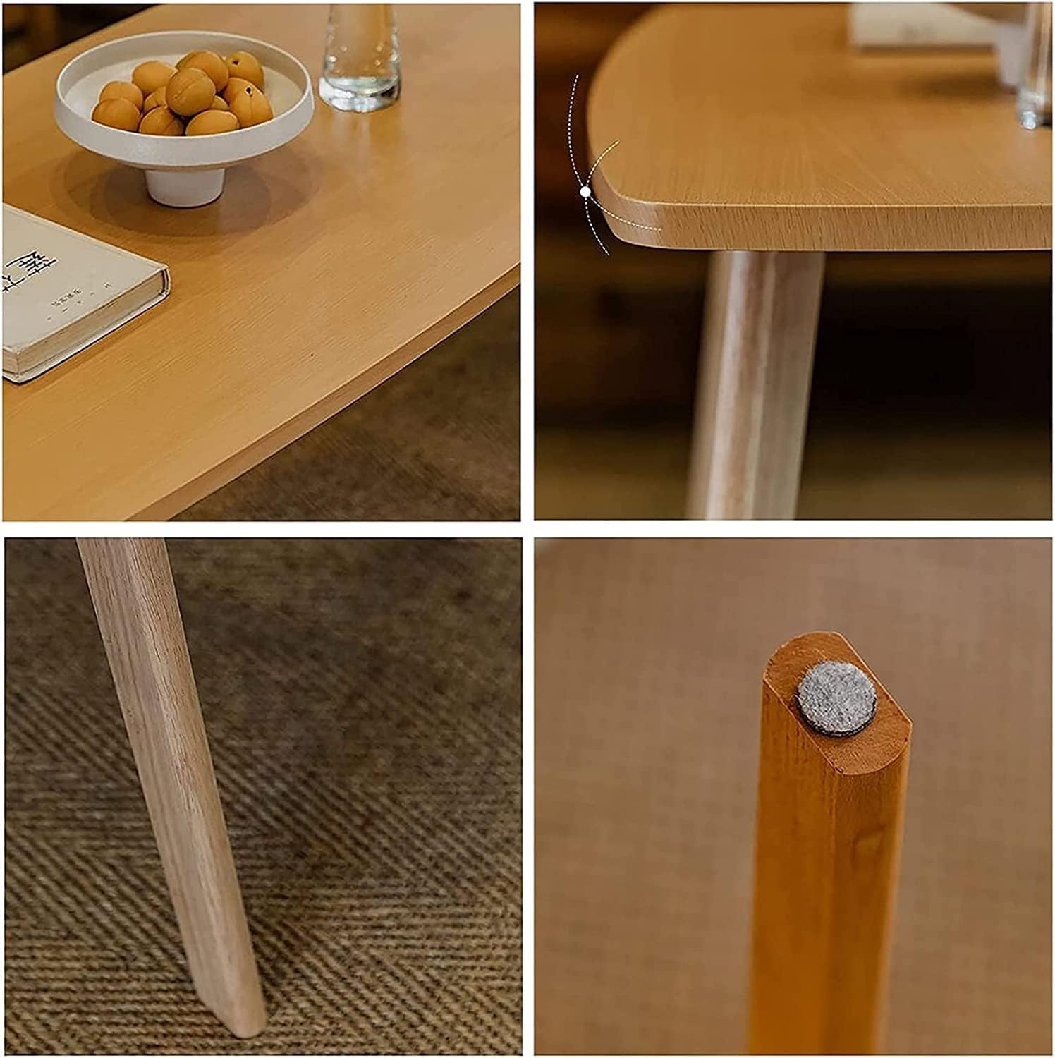 Mesa de Centro Mesa de centro de madera maciza, mesa plegable estilo japonés, mesa auxiliar para sala de estar, sofá, mesa auxiliar de 17.7 in de