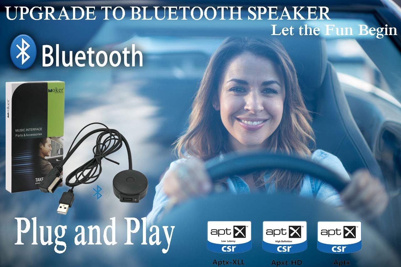 Kit Bluetooth de coche para Audi, compatible con Audi 2006-2017, adaptador inalámbrico de audio AUX AMI MMI, sonido de calidad de chipset premium,