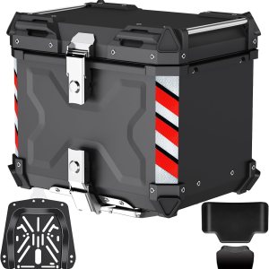 Maleta superior de motocicleta de 45 L, calidad premium Caja de aluminio resistente con cerradura de seguridad para guardar el equipaje del casco, Maleta superior de motocicleta de 45 L, calidad premium Caja de aluminio resistente con cerradura de seguridad para guardar el equipaje del casco,