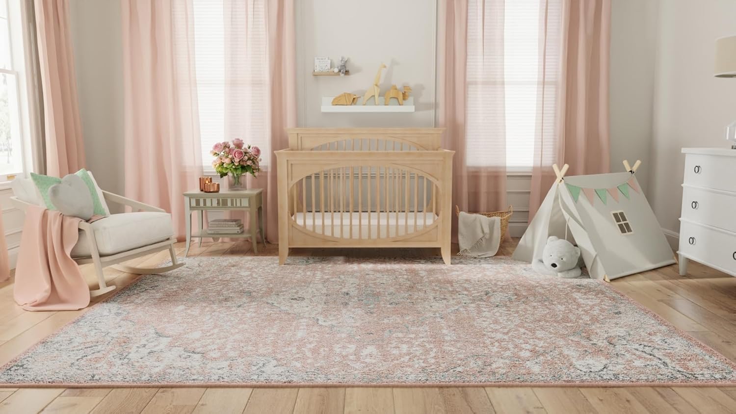 Rugs America Tapete de transición Hailey Collection, diseño vintage. Ideal para salas de estar, comedores, dormitorios y más.