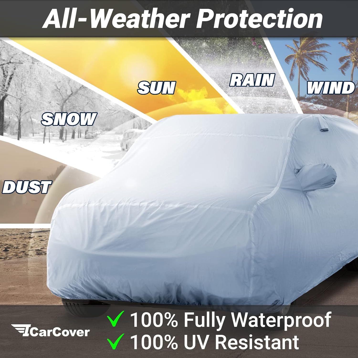 iCarCover Funda de SUV prémium para Chevy Tahoe 1995-2000 de 2 puertas, impermeable, para todo tipo de clima, lluvia, nieve, UV, protector de