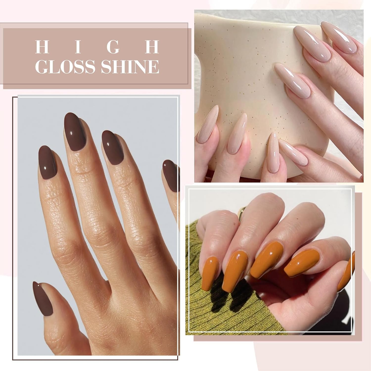 CANNI Juego de esmaltes de uñas de gel sin hema, de 0.3 fl oz, kit de 6 esmaltes de gel de colores nude, kit de manicura de gel de uñas LED para