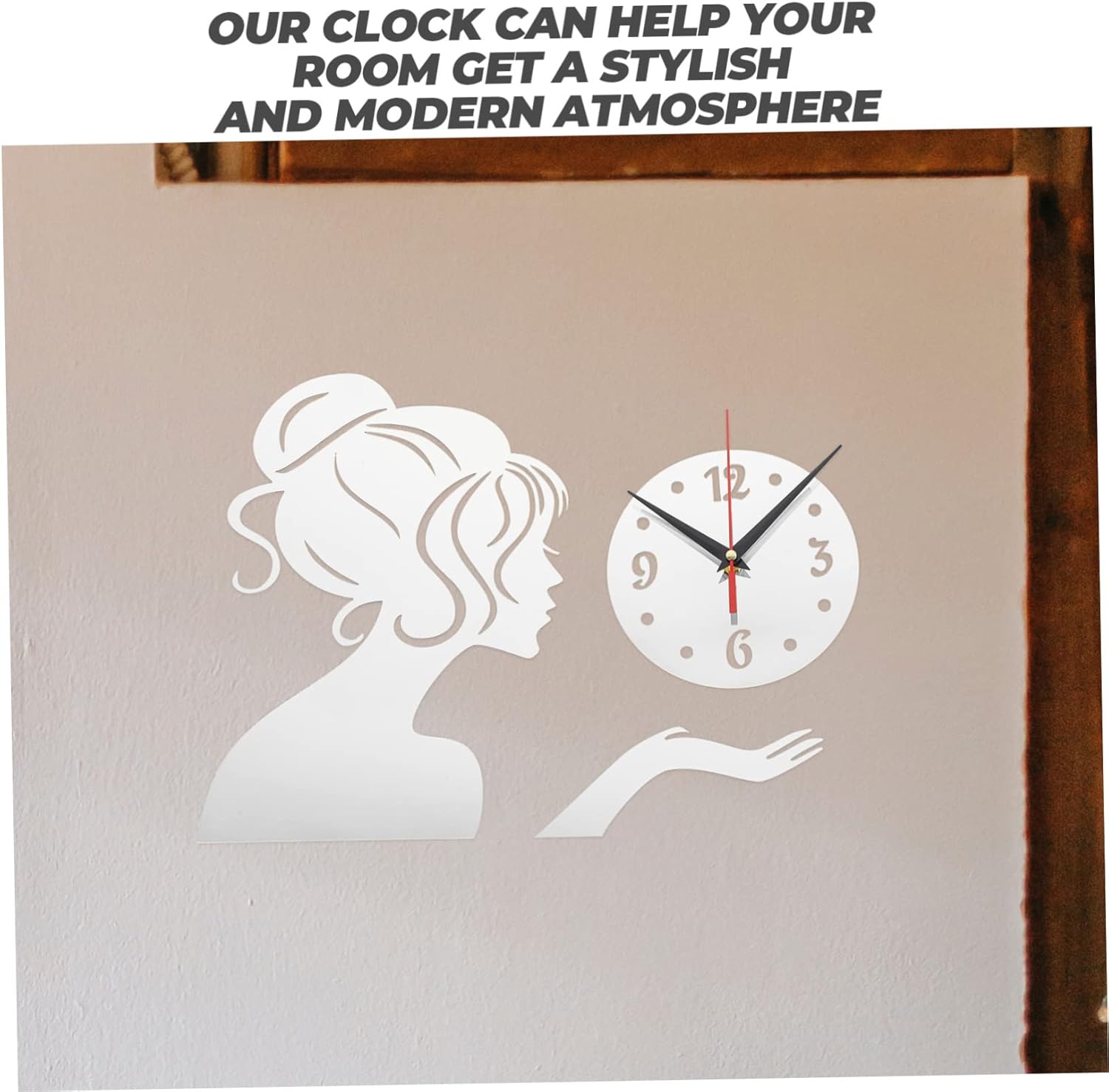 Garneck Reloj de pared con espejo para niñas, moderno, decoración de pared, casa de campo, decoración de pared, reloj de pared negro, reloj de pared