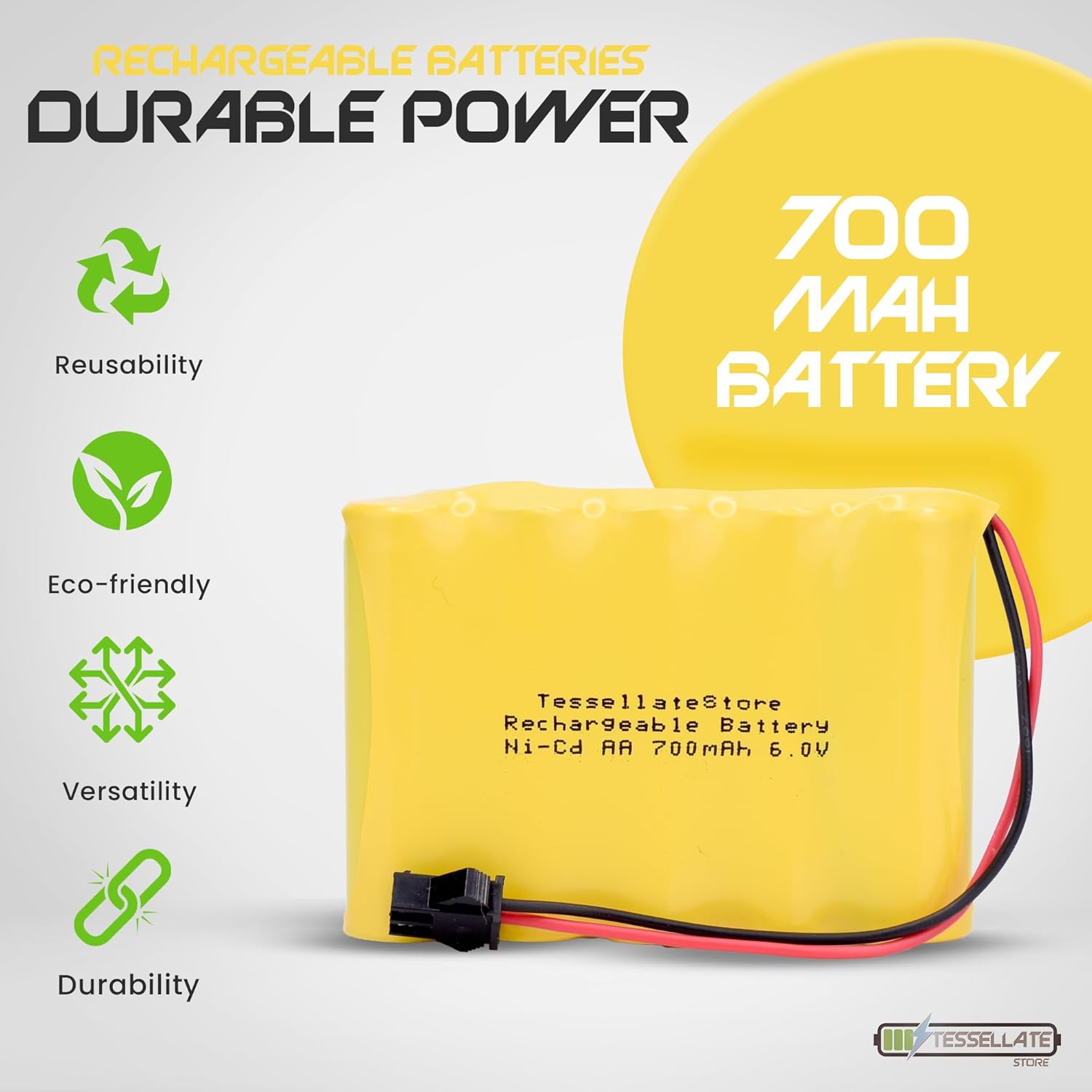 TessellateStore Batería Ni-CD Energy 6.0V 700mAh + SM2 Plug (2)