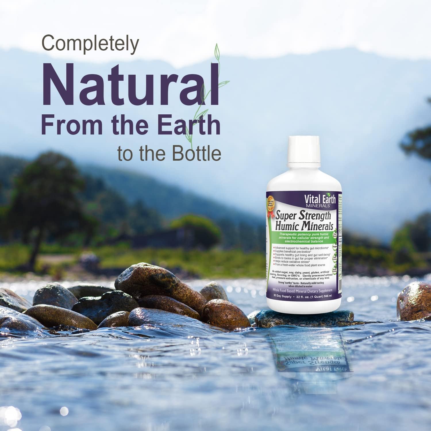 Vital Earth – Minerales húmicos súper fuertes, más de 70 minerales traza con ácido fúlvico natural, suplemento mineral líquido alcalinizante para