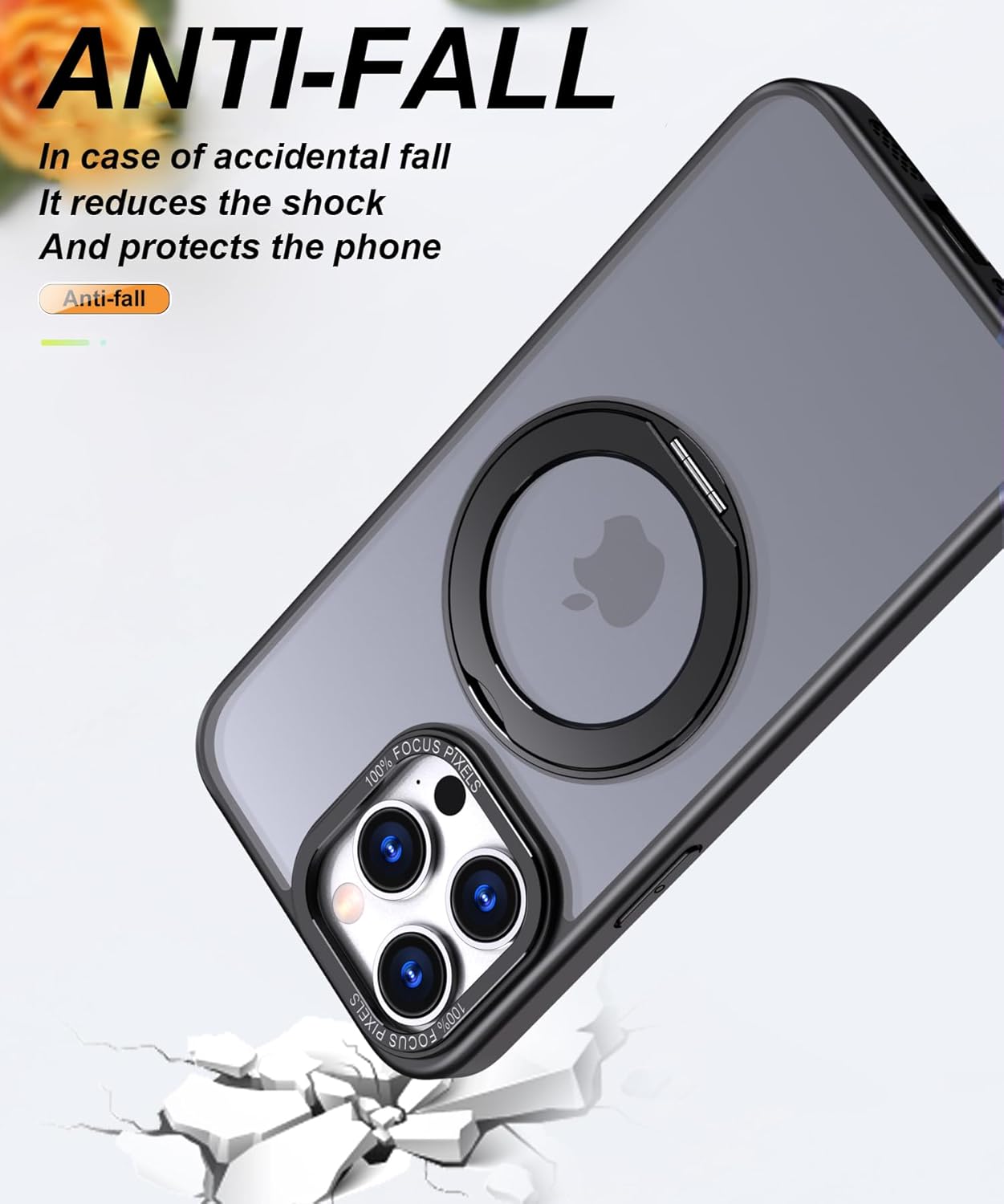 Funda magnética para iPhone 13 Pro Max compatible con Magsafe, grado militar, a prueba de golpes, mate, delgada, con soporte de anillo magnético