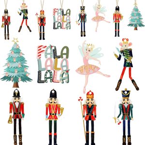 Juego de 24 adornos de cascanueces de Navidad, adornos de cascanueces de madera para rey y soldado, adornos decorativos pequeños de madera, adornos Juego de 24 adornos de cascanueces de Navidad, adornos de cascanueces de madera para rey y soldado, adornos decorativos pequeños de madera, adornos