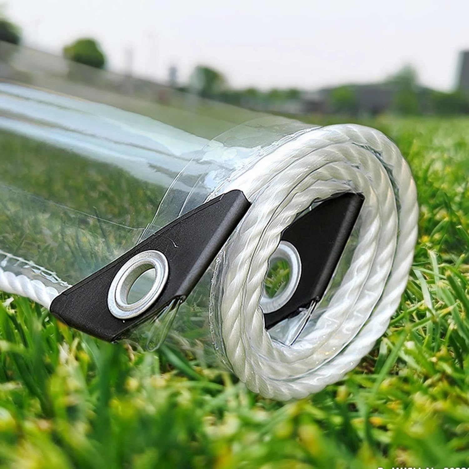 Lona de vinilo transparente, toldos de 14 mil de grosor para patio, 5 x 10 pies con ojales de metal, protege contra el agua, desgarros, resistente