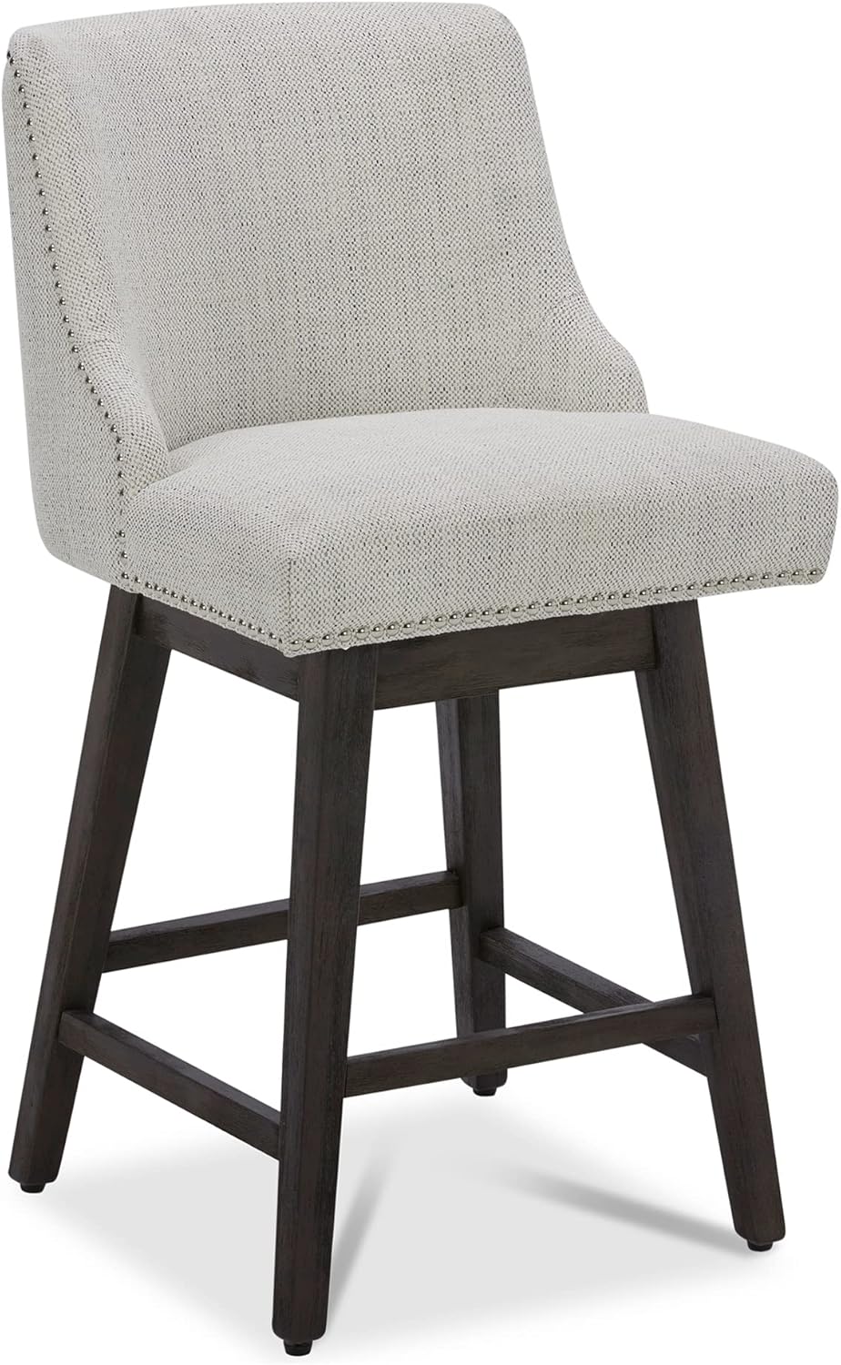 CHITA Taburete de bar giratorio de altura de mostrador, taburete de bar tapizado de altura de asiento de 26 pulgadas, tela en marfil